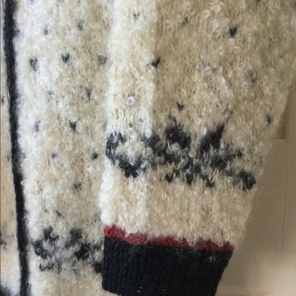 Jones New York Sport Hand Knit Christmas Holiday Cardigan Sweater Mohair Wool - Picture 3 of 7
